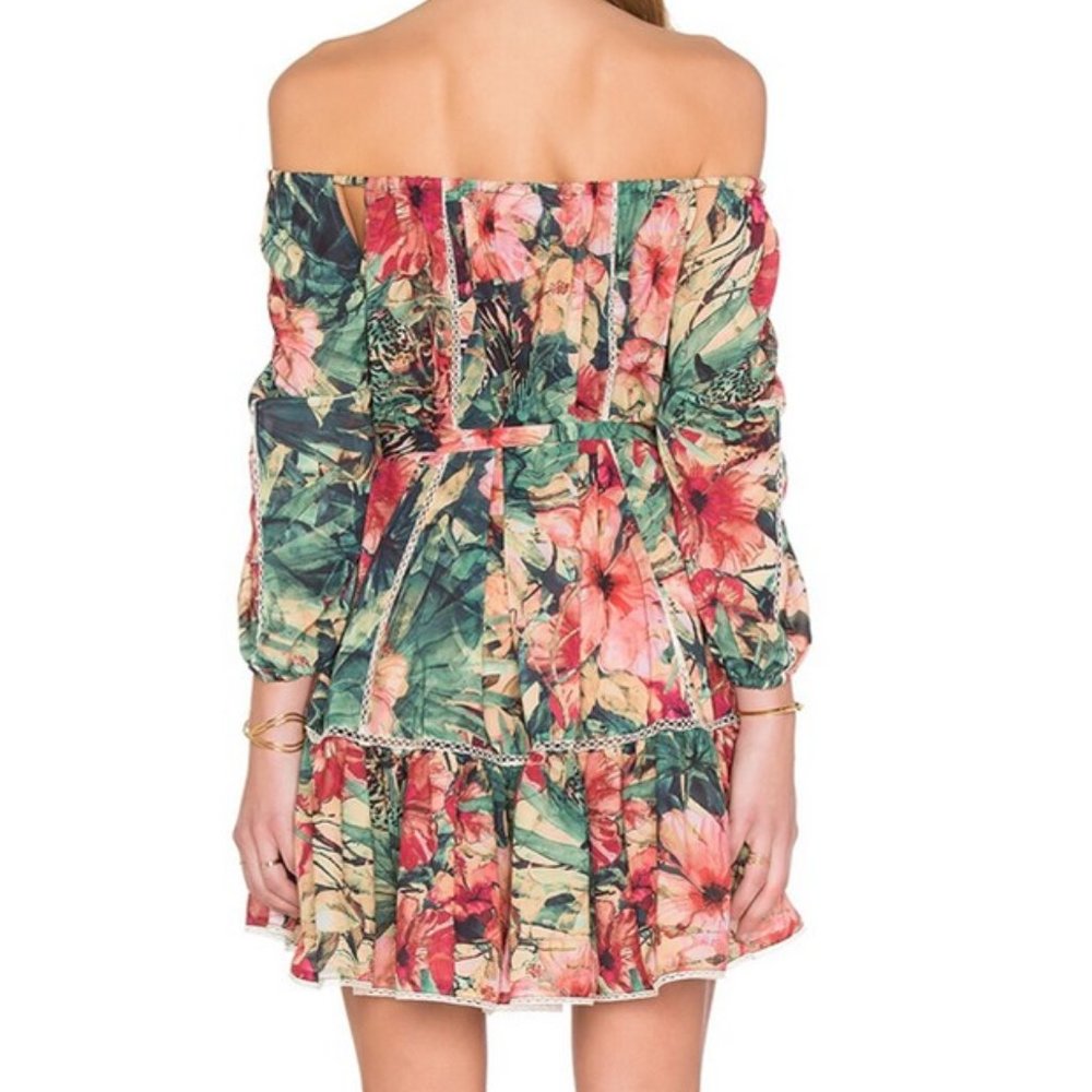 ✿MLM  Freda Tropical Animal print off-the-shoulder dress L